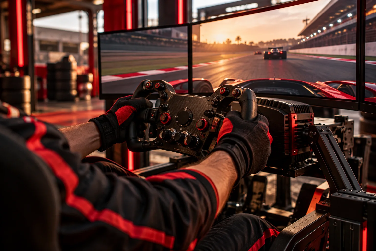 Controles de um volante de sim racing
